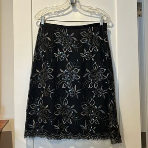 NWOT Grace Elements Black Embroidered/Sequined A-Line Skirt